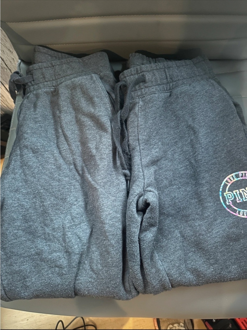 PINK Victoria's Secret Dark Gray 2 joggers. XS and a small - flaws - fair shape